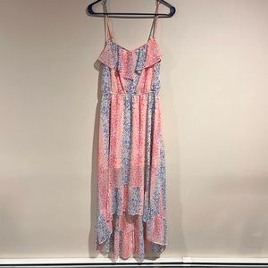 Colorful high low dress with slip pink
